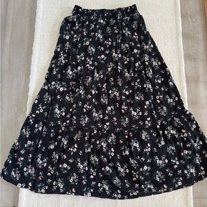 Floral Black Maxi Skirt